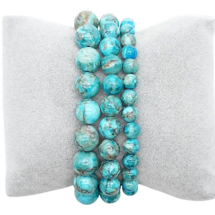 Bracelet Turquoise bleue d’Afrique chauffé 6mm