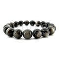 Bracelet en obsidienne argentée 10 mm