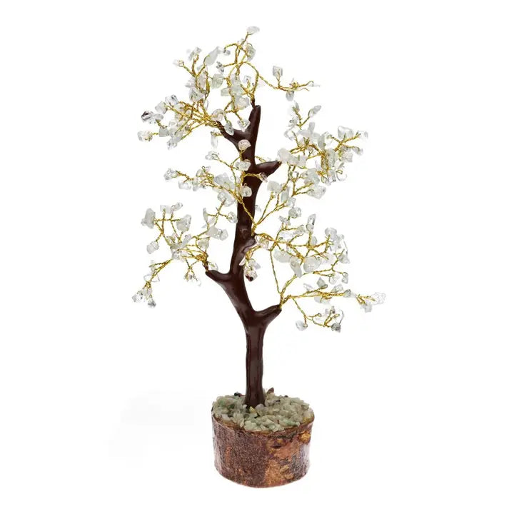 Petit Arbre d'Aigue-marine avec Base en Bois