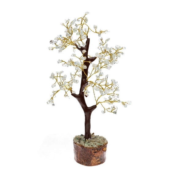 Petit arbre en aigue-marine avec base en bois